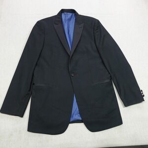 London Fog Tuxedo Blazer Mens 42L Black Satin Lapel Formal Jacket Suit Coat